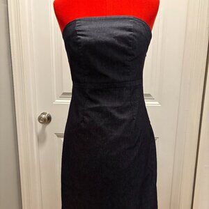 Strapless Dark Blue knee length dress. Size 4